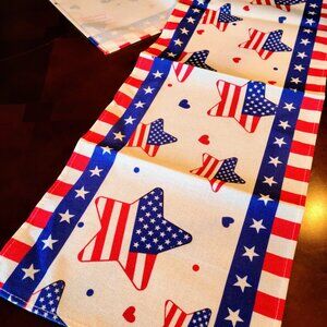 4th Of July Table Runner America Patriotic Decor Decoration Decorative Cloth